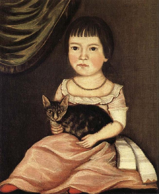 Beardsley Limner Child Posing with Cat china oil painting image